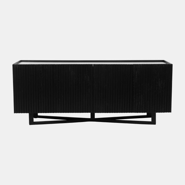 Wood/Marble 4-door Fluted Sideboard