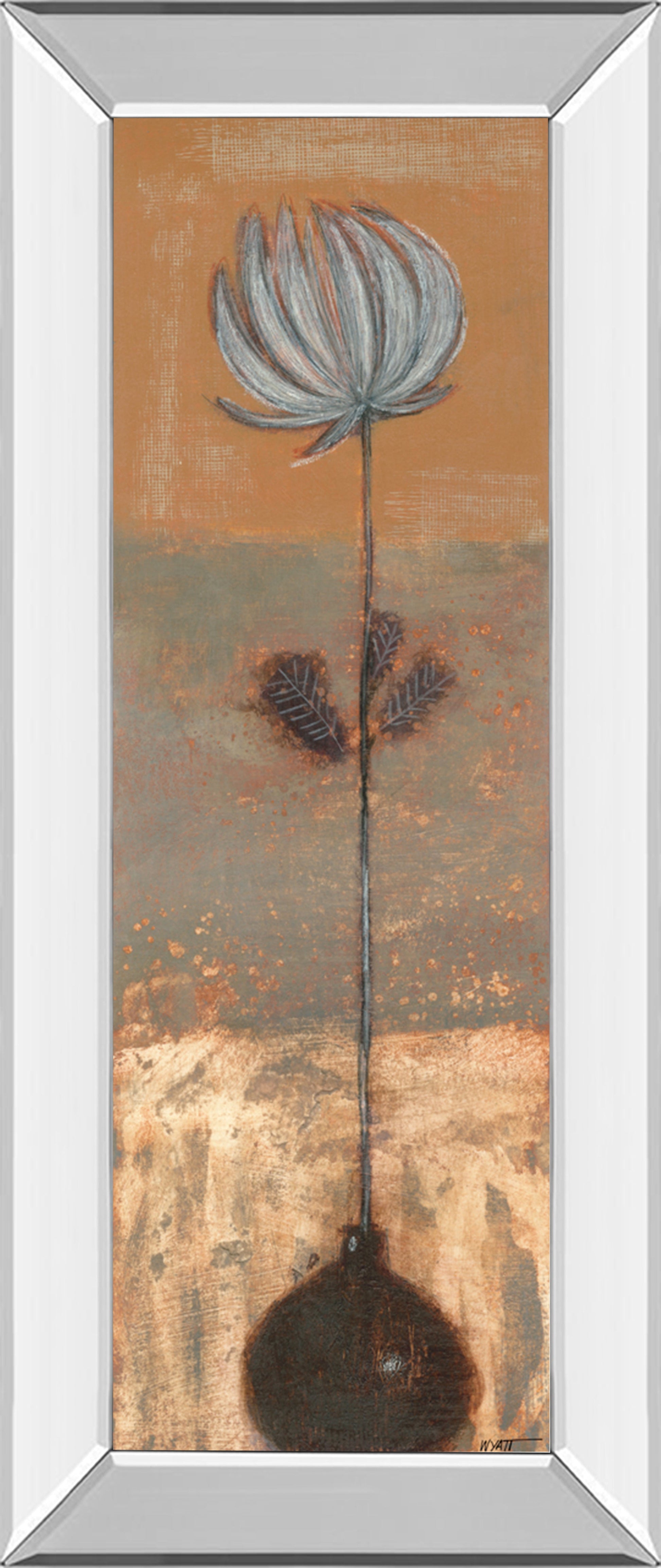 Mirrored Frame Solitary Flower I By Norman Wyatt