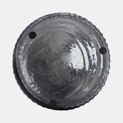 Jarrón de vidrio acanalado: elegancia costera en un azul intenso