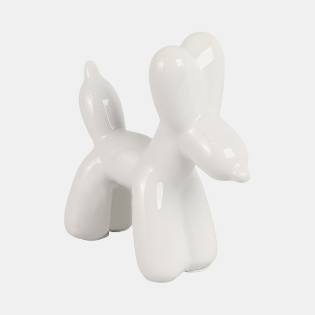 7" Ceramic Balloon Dog – White
