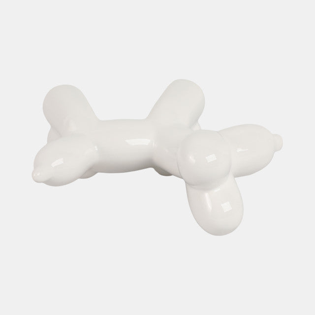 7" Ceramic Balloon Dog – White