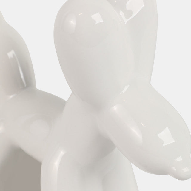 7" Ceramic Balloon Dog – White