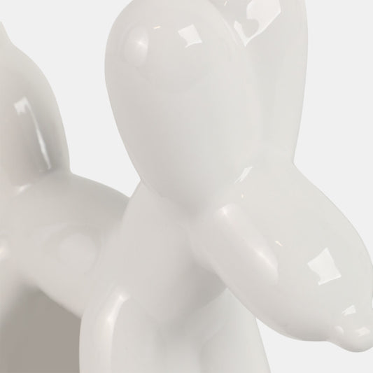 7" Ceramic Balloon Dog – White