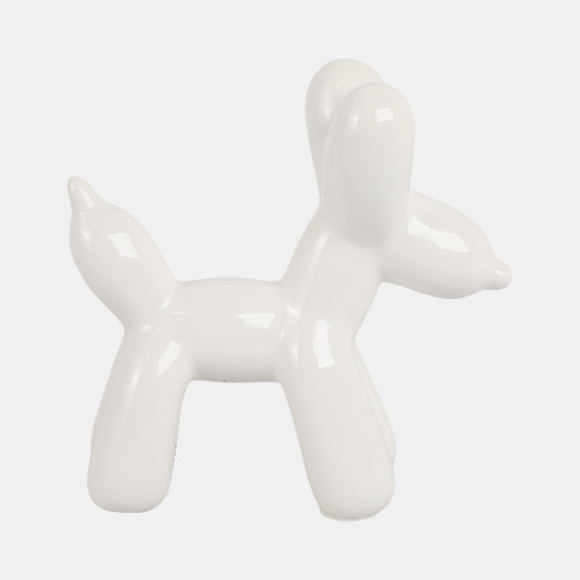 7" Ceramic Balloon Dog – White