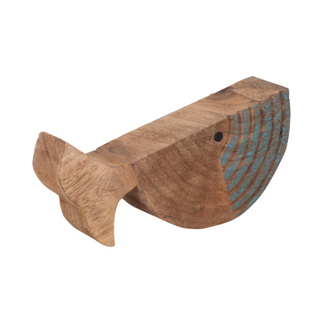 Mango Wood 10", Fish Log, Brown/blue