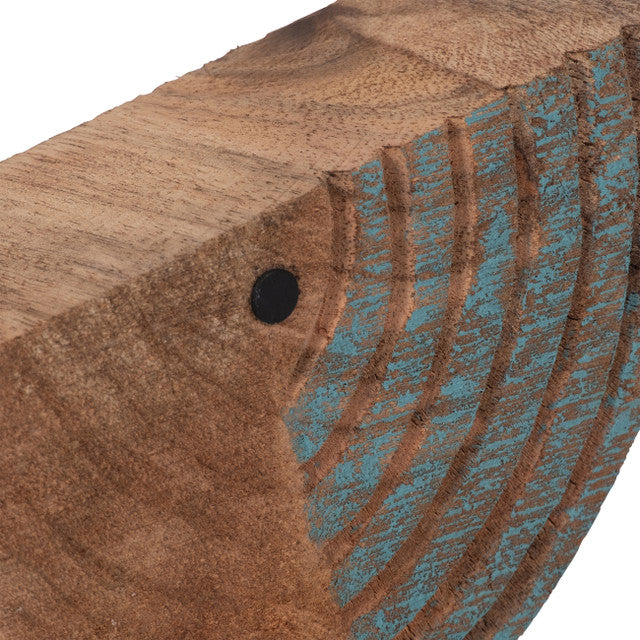 Mango Wood 10", Fish Log, Brown/blue