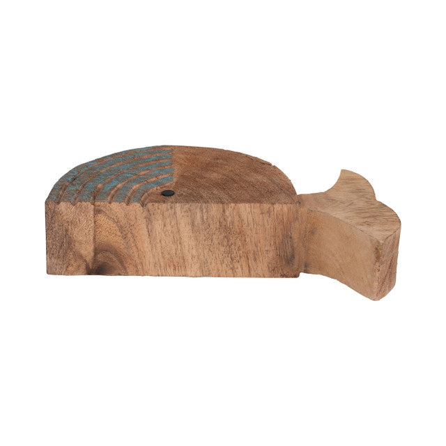 Mango Wood 10", Fish Log, Brown/blue