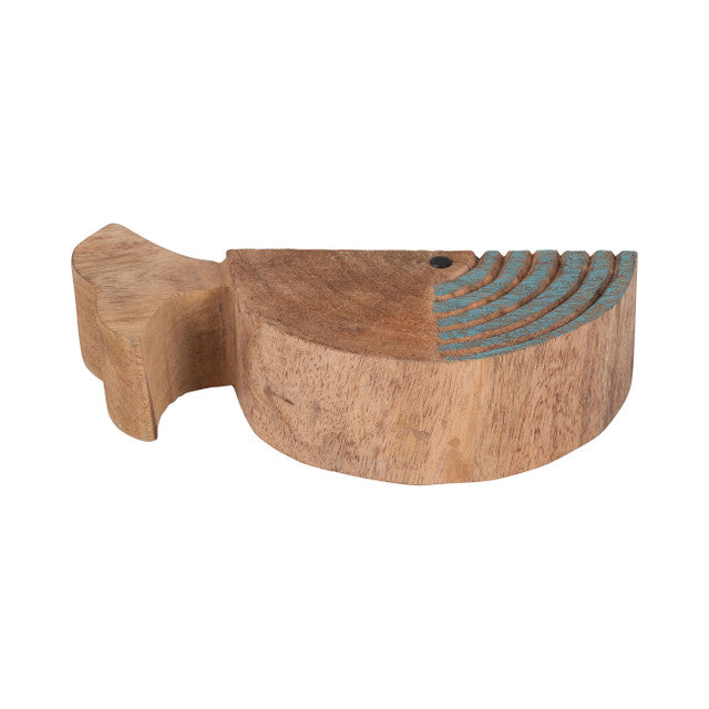 Mango Wood 10", Fish Log, Brown/blue