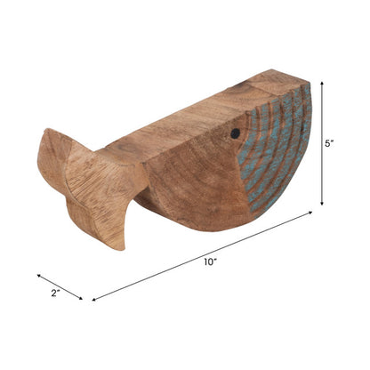 Mango Wood 10", Fish Log, Brown/blue