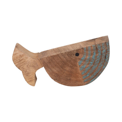 Mango Wood 10", Fish Log, Brown/blue
