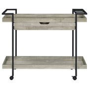 Carrito de bar Ventura de madera de ingeniería con 1 cajón, color gris Driftwood