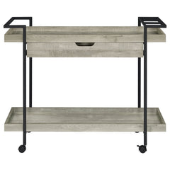 Carrito de bar Ventura de madera de ingeniería con 1 cajón, color gris Driftwood