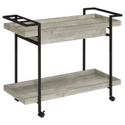Carrito de bar Ventura de madera de ingeniería con 1 cajón, color gris Driftwood