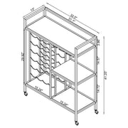 Carrito de bar de metal cromado con estantes de vidrio rectangulares de 3 niveles Derion