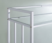 Estante de vidrio rectangular de dos niveles Cara, carrito de bar de metal, latón