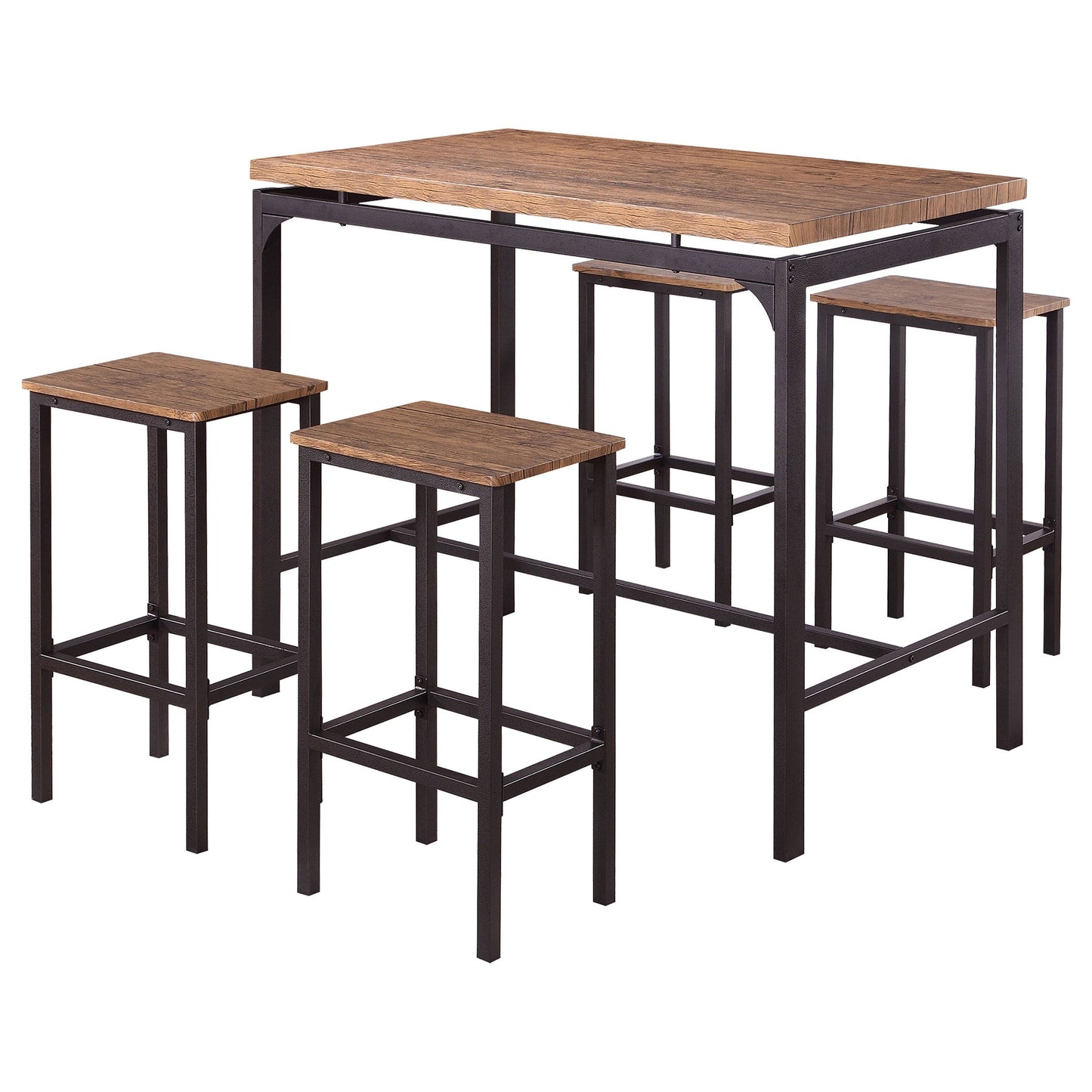 Santana Pub Height Bar Table Set Weathered Chestnut