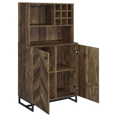 Gabinete bar para el hogar Mendoza de 2 puertas, almacenamiento de vinos, roble rústico