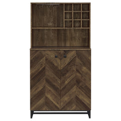 Gabinete bar para el hogar Mendoza de 2 puertas, almacenamiento de vinos, roble rústico