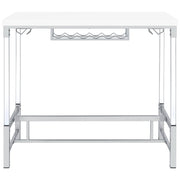 Mesa de bar Norcrest de 47 pulgadas con patas de acrílico, blanca, de alto brillo