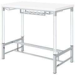 Mesa de bar Norcrest de 47 pulgadas con patas de acrílico, blanca, de alto brillo