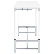 Mesa de bar Norcrest de 47 pulgadas con patas de acrílico, blanca, de alto brillo