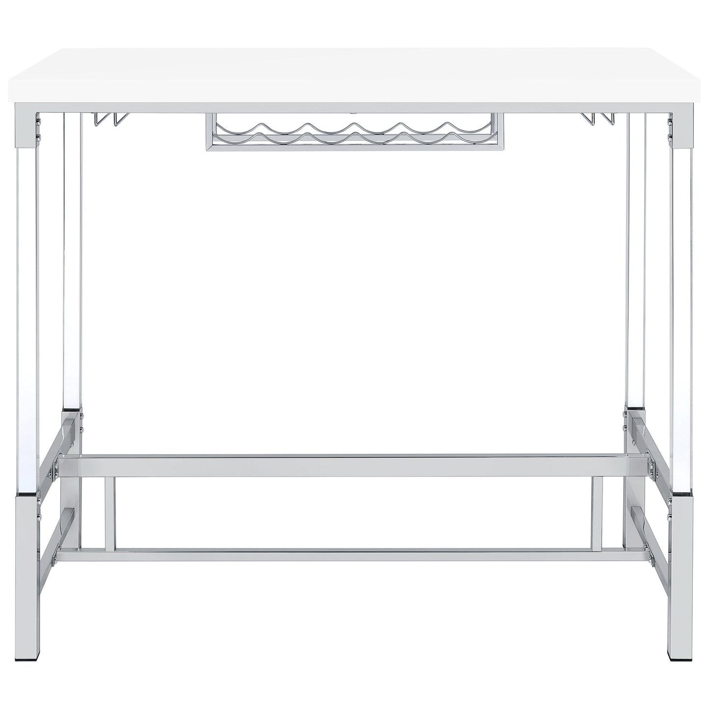 Norcrest 47-inch Acrylic Leg Bar Table White High Gloss