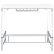 Mesa de bar Norcrest de 47 pulgadas con patas de acrílico, blanca, de alto brillo