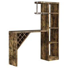 Mesa de bar para el hogar Belvedere de 5 estantes, almacenamiento de vinos, color nuez moscada rústica