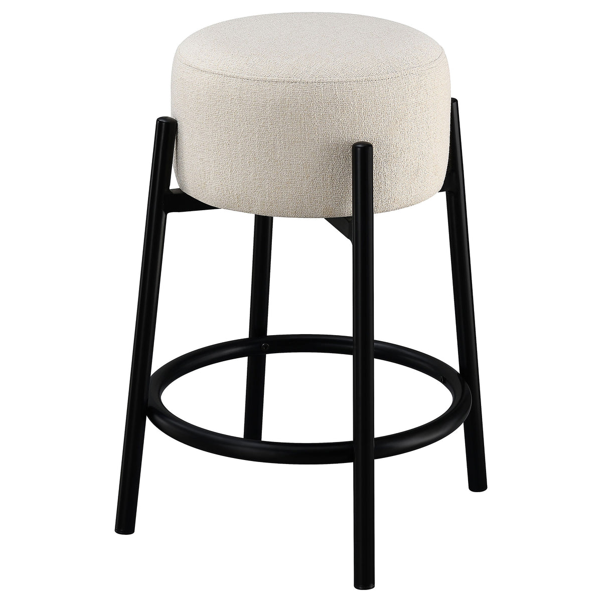 Leonard Upholstered Backless Counter Stool in White