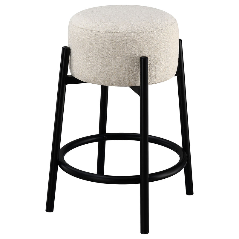 Leonard Upholstered Backless Counter Stool in White