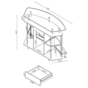 Mueble bar para el hogar Gideon con tapa de vidrio curvo, blanco de alto brillo