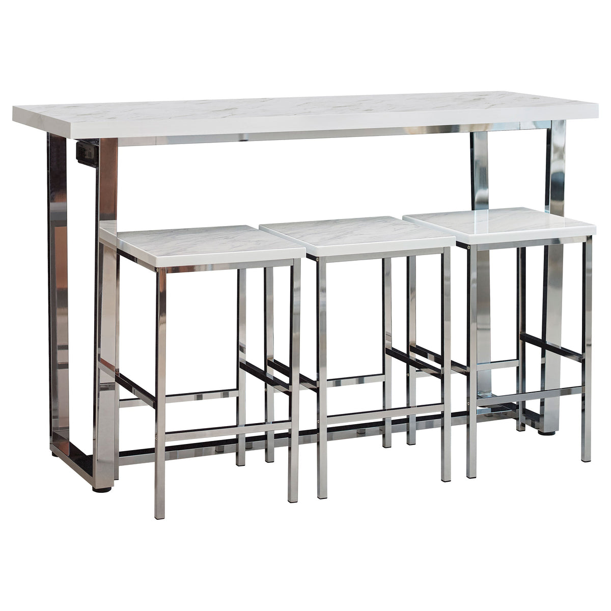 Juego de mesa rectangular de altura de mostrador Marmot cromado