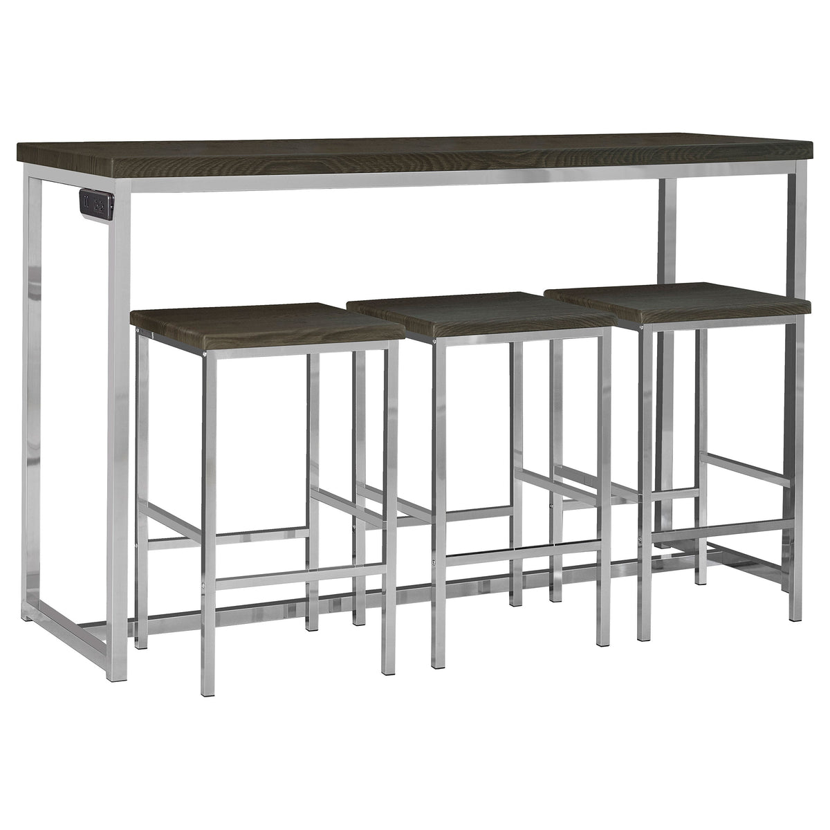 Juego de mesa de comedor Cassidy de altura de mostrador en roble oscuro