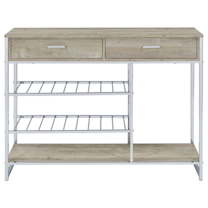 Melrose - Mueble de bar con 2 cajones y botellero para vinos, color gris