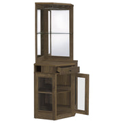 Mueble bar esquinero para vinos Alviso de 1 cajón, roble rústico