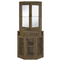 Mueble bar esquinero para vinos Alviso de 1 cajón, roble rústico