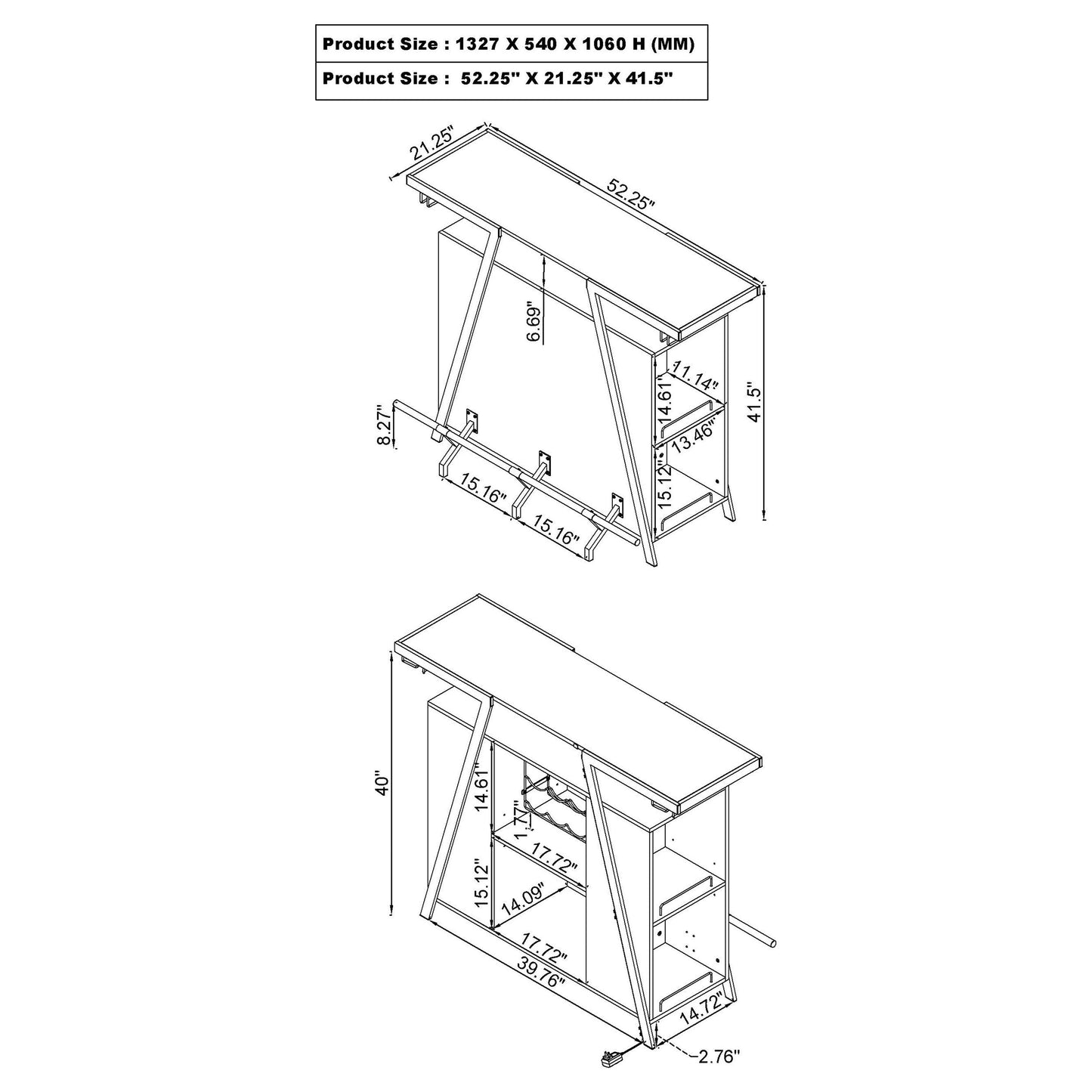 Mueble bar independiente LED para el hogar Araceli blanco de alto brillo