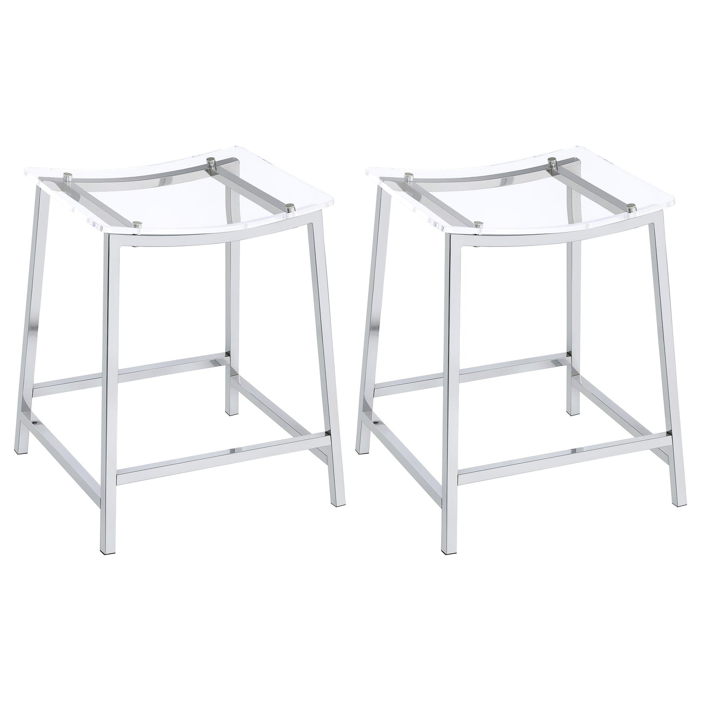 Jovani Acrylic Backless Bar Stool Chrome (Set of 2)