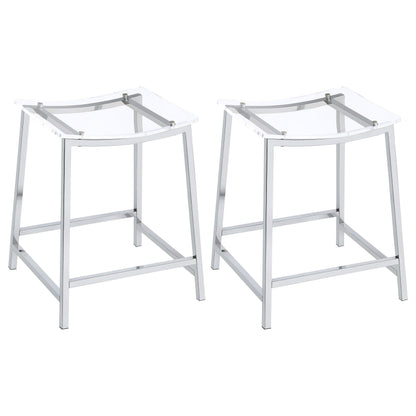 Jovani Acrylic Backless Bar Stool Chrome (Set of 2)