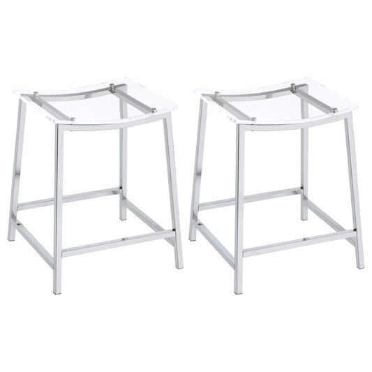 Jovani Acrylic Backless Bar Stool Chrome (Set of 2)