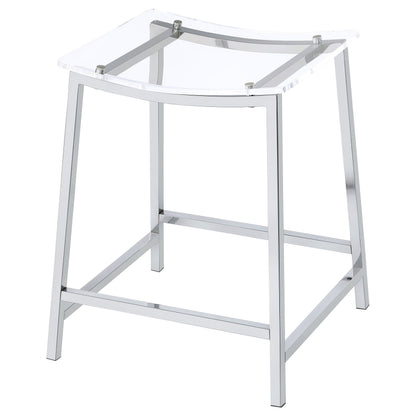 Jovani Acrylic Backless Bar Stool Chrome (Set of 2)