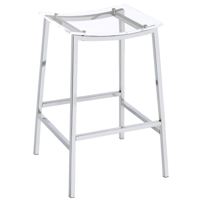 Jovani Acrylic Backless Bar Stool Chrome (Set of 2)