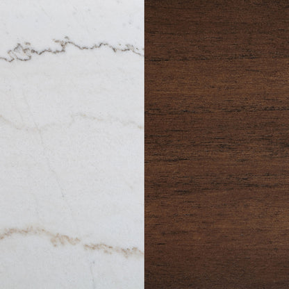 Mesa de comedor Aldrich de 66 pulgadas con altura de mostrador y cubierta de mármol, color blanco