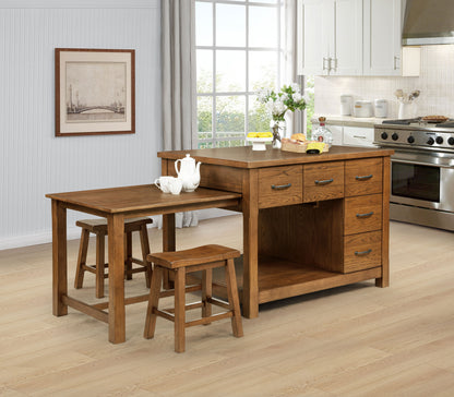 Mayfair 3-piece Kitchen Island with Extension Table Dark Oak