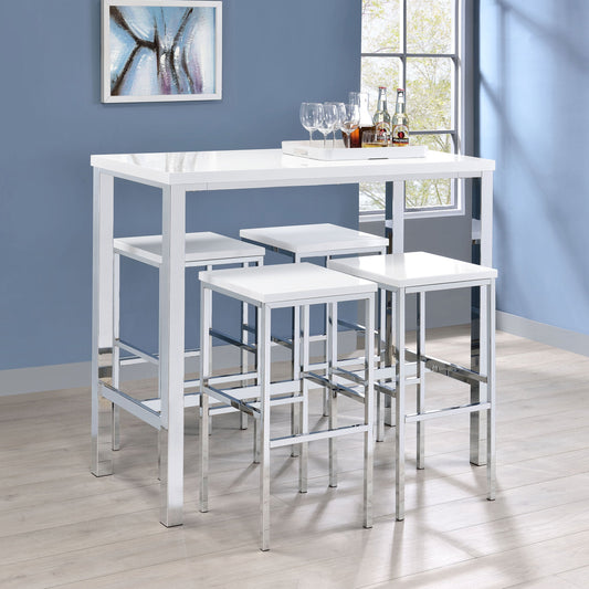 Natividad Pub Height Bar Table Set White High Gloss