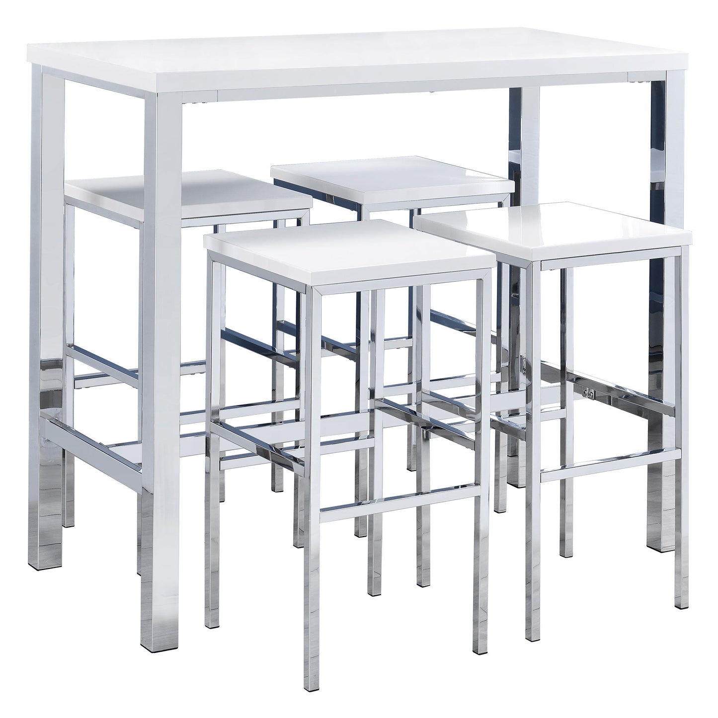 Natividad Pub Height Bar Table Set White High Gloss