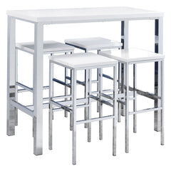 Juego de mesa de bar Natividad Pub Height, blanco de alto brillo
