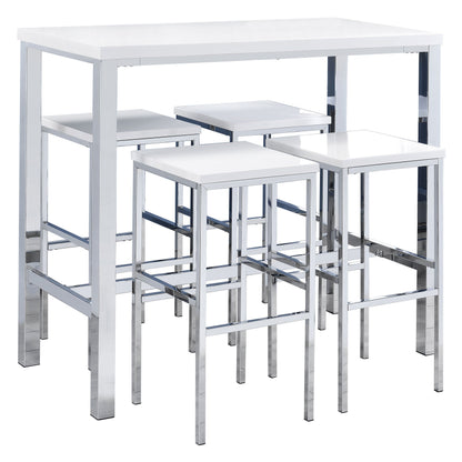 Natividad Pub Height Bar Table Set White High Gloss