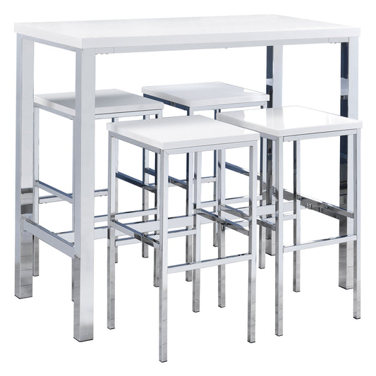 Natividad Pub Height Bar Table Set White High Gloss