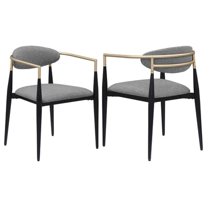Alexis Fabric Upholstered Dining Arm Chair Beige (Set of 2)